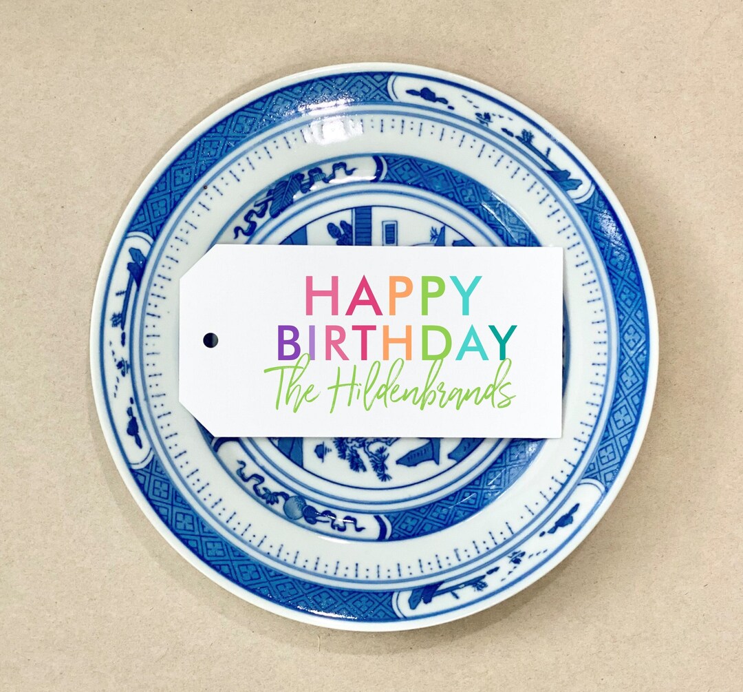 Colorful Happy Birthday Gift Tag Kids Rainbow Personalized Birthday