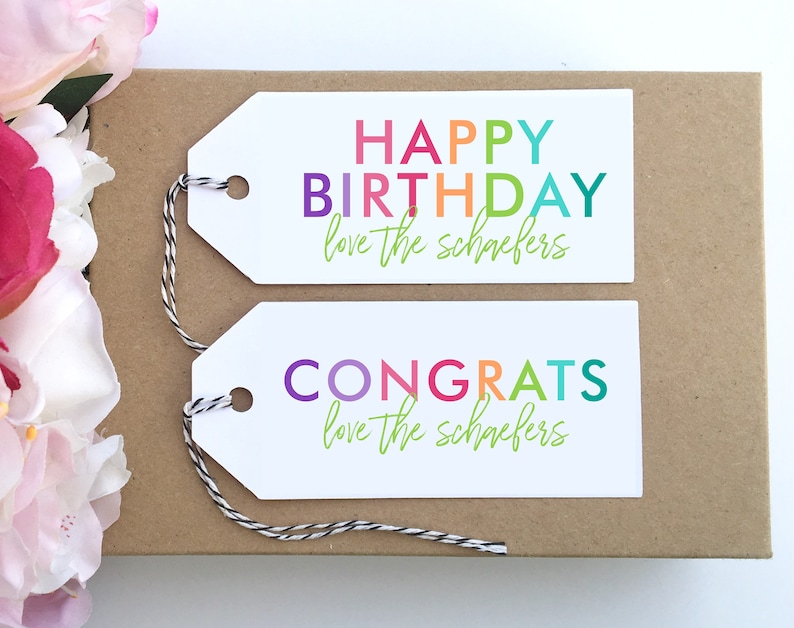 Colorful Happy Birthday Gift Tag Congrats Gift Tags Personalized Birthday Gift Tags Custom Celebration Gift Tags Gift Wrap Party Packaging
