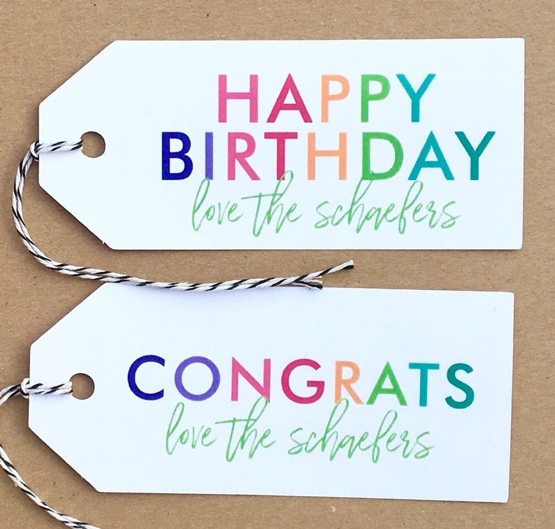 Colorful Happy Birthday Gift Tag Congrats Gift Tags Personalized Birthday Gift Tags Custom Celebration Gift Tags Gift Wrap Party Packaging