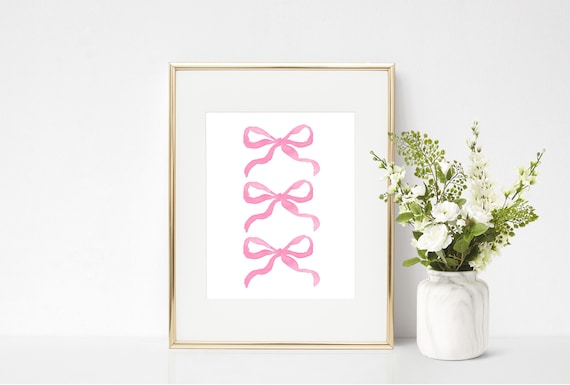 Pink Bow Art Print Home Decor Digital Download PDF Printable - Etsy
