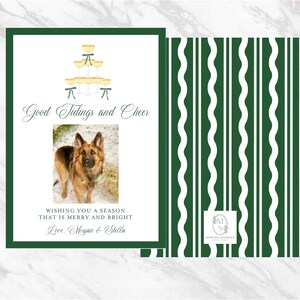 Personalized Champagne Classic Christmas Card Traditional Custom Holiday Card Printable Photo Watercolor Digital Download Good Tidings Cheer