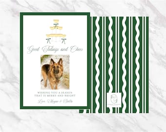 Personalized Champagne Classic Christmas Card Traditional Custom Holiday Card Printable Photo Watercolor Digital Download Good Tidings Cheer