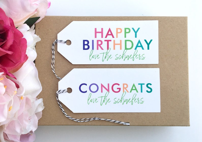 Colorful Happy Birthday Gift Tag Congrats Gift Tags Personalized Birthday Gift Tags Custom Celebration Gift Tags Gift Wrap Party Packaging