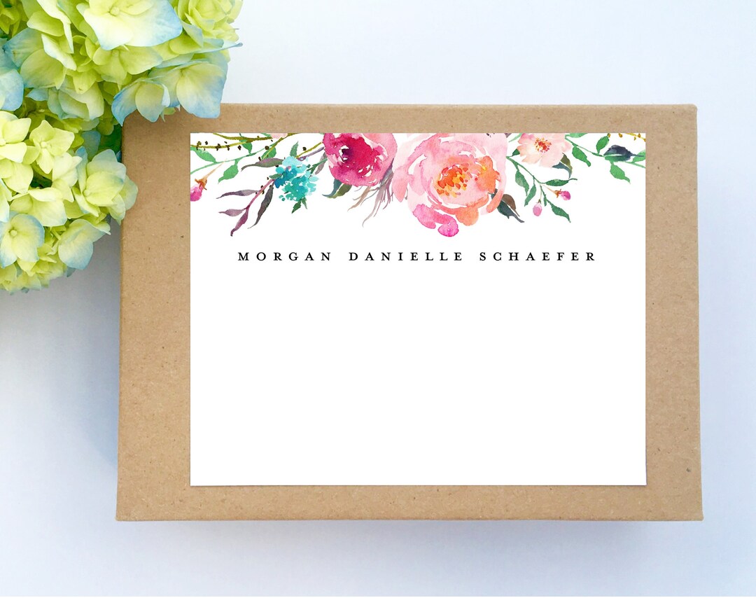 Rose Floral Stationery Notecards Personalized Stationary Monogram ...