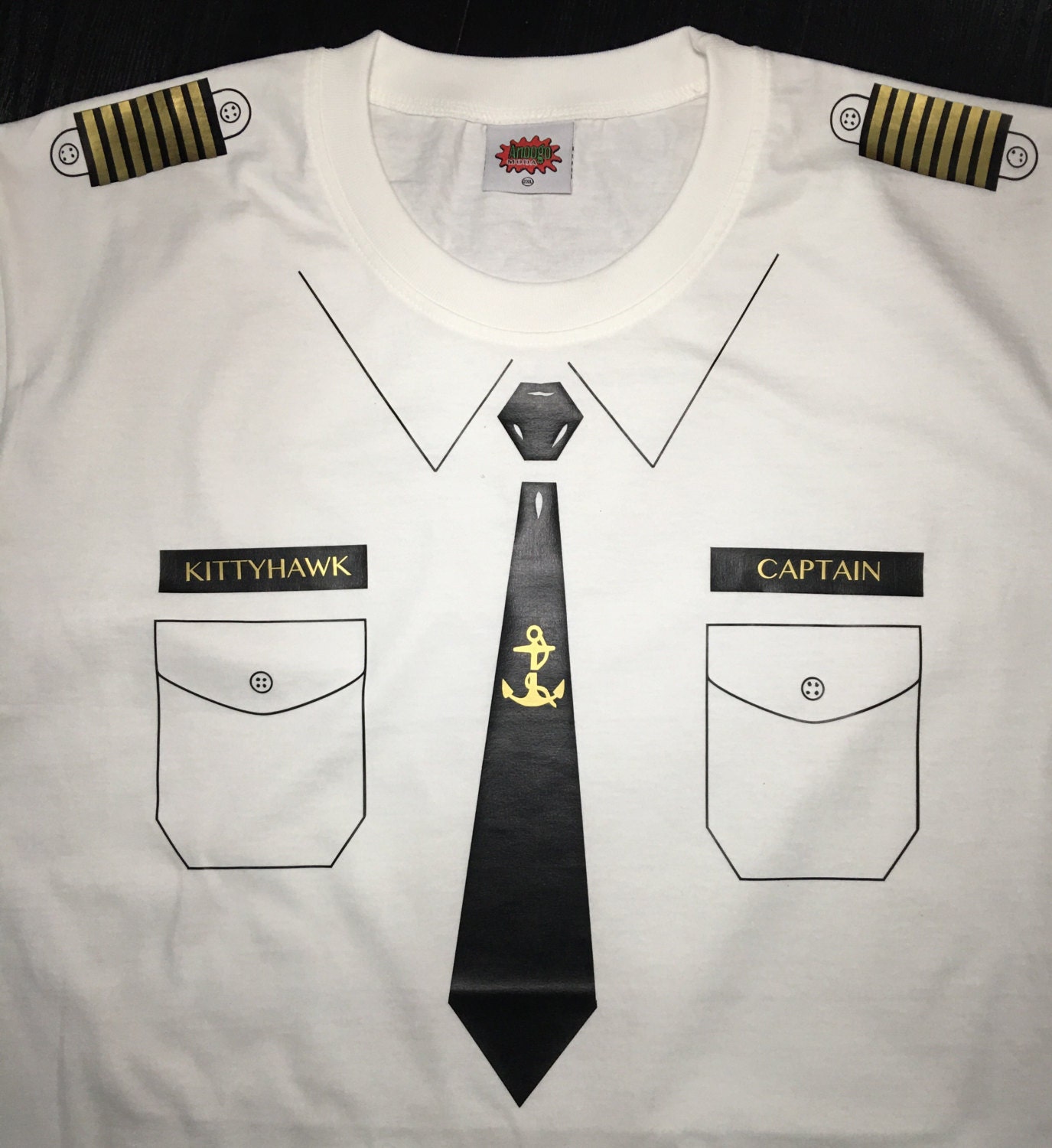 Airline Airplane Captain tshirt cute hand made gold Etsy