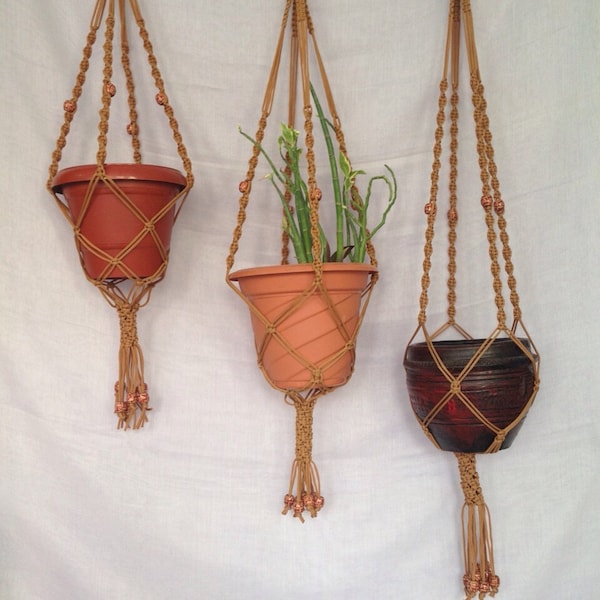 Set of 3 Macrame plant holder /pot hanger/ bird feeder/hanging planter indoor outdoor