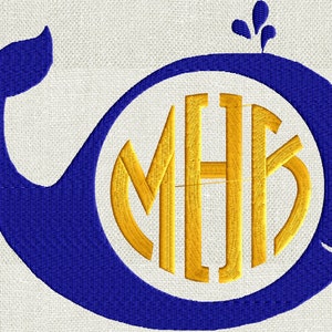 Whale Frame Design - EMBROIDERY DESIGN FILE - Instant download - 2 sizes - Hus Dst Vp3 Jef Pes Exp formats