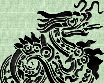 Dragon - Chinese - Embroidery DESIGN FILE  - Instant download - 2 sizes - 1 color - Dst Hus Jef Pes Exp Vp3 formats