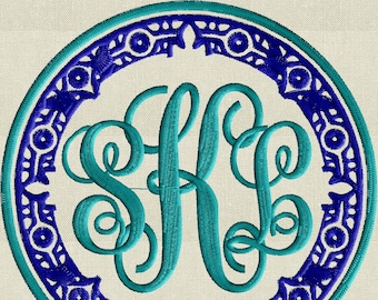 Venitian Scroll Monogram Frame - Font not included - EMBROIDERY DESIGN - Instant download 2 sizes Vp3 Hus Dst Exp Jef Pes