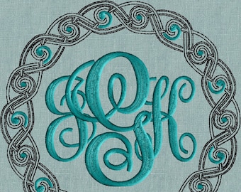 Celtic Circle Frame Monogram -Font not included - EMBROIDERY DESIGN - Instant download 2 sizes Vp3 Hus Dst Exp Jef Pes file - Irish Braid