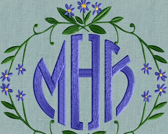 Forget Me Not Frame Monogram -Font not included - EMBROIDERY DESIGN - Instant download 2 sizes Vp3 Hus Dst Exp Jef Pes file formats