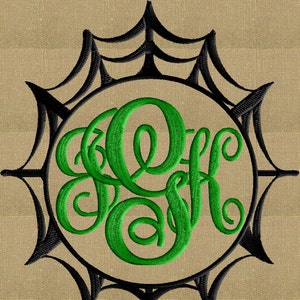Spider Web Font Frame Monogram Embroidery Design - Font not included - Instant download in 2 sizes - Hus Dst Exp Vp3 Jef Pes