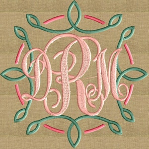Leaf Circle Font Frame Monogram Design -Font not included - EMBROIDERY DESIGN FILE - Instant download - Hus Dst Exp Jef Pes formats
