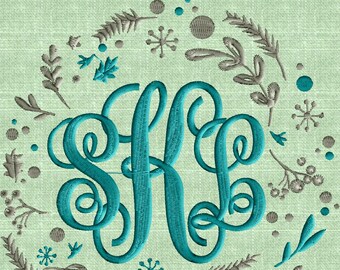 Whimsey Chalk board style Floral Font Frame Monogram Embroidery Design - Font not included - Instant download - Hus Dst Exp Vp3 Jef Pes