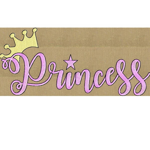 Crown with "Princess" quote - EMBROIDERY DESIGN file - Instant download Hus Exp Jef Vp3 Pes Dst formats