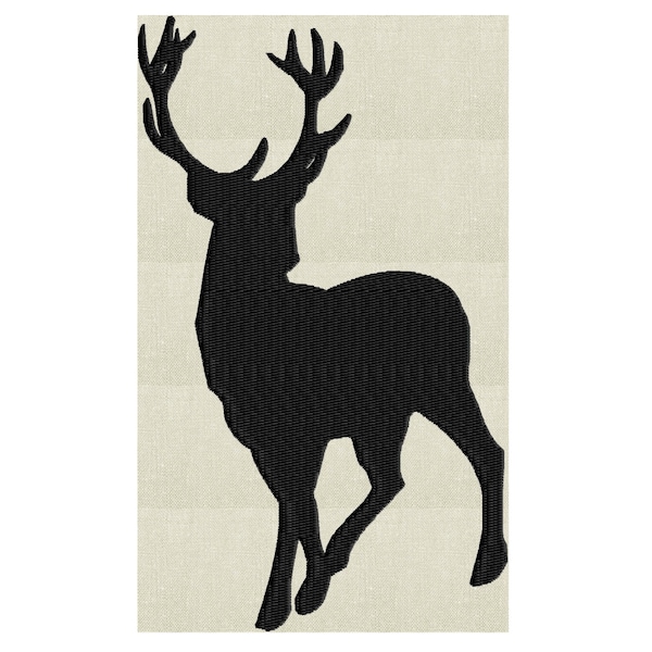 Stag Buck Deer silhouette - Embroidery Design Embroidery DESIGN FILE  - Instant download - 1 size - 1 color - Dst Jef Pes Exp Vp3 formats