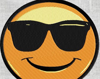 Emoji Sunglasses smile - Embroidery Design -Font not included- EMBROIDERY DESIGN FILE - Instant download - Dst Hus Jef Pes VP3 Exp formats