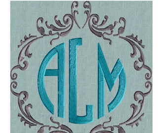 Damask Frame Monogram -Font not included - EMBROIDERY DESIGN - Instant download 2 sizes Vp3 Hus Dst Exp Jef Pes file formats