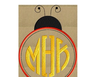 Ladybug Font Frame Monogram Design -Font not included - EMBROIDERY DESIGN FILE - Summer - Instant download - Hus Dst Exp Jef Pes formats