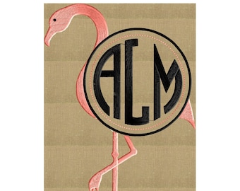 Flamingo Font Frame Monogram Embroidery Design - Font not included - Instant download - Hus Dst Exp Vp3 Jef Pes formats
