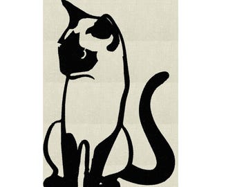 Siamese Kitty Cat - EMBROIDERY DESIGN file - Instant download Exp Jef Vp3 Pes Dst Hus formats - 2 sizes one color