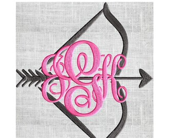Bow and Arrow Font Frame Monogram Design -Font not included - EMBROIDERY DESIGN FILE - Instant download - Hus Dst Exp Jef Pes Vp3 formats