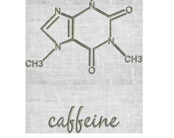Caffeine Molecule Embroidery DESIGN FILE - Instant download - Hus Dst Vp3 Exp Jef Pes formats