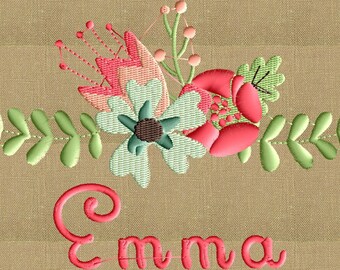 Floral Flourish Font Frame Monogram Embroidery Design - Font not included - Instant download - Hus Dst Exp Vp3 Jef Pes formats