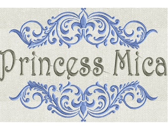 Royal Regal Crown style Font Frame -EMBROIDERY DESIGN - Font not included - 2 sizes - Instant download - Hus Vp3 Dst Exp Jef Pes formats
