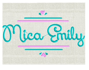 Heart Line Font Frame Monogram Embroidery Design -Font not included- EMBROIDERY DESIGN FILE -Instant download- Dst Hus Jef Pes Exp Vp3