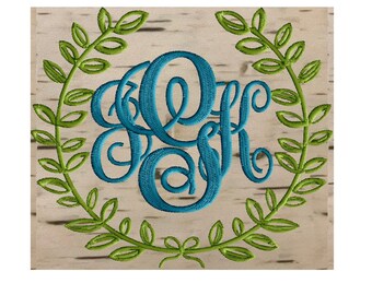Font Frame Leaf Bow Laurel Wreath Design - Font not included EMBROIDERY DESIGN FILE Instant download Exp Vp3 Dst Hus Jef Pes 2 sizes