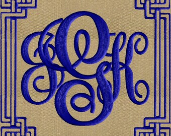 Interlocking Square Font Frame Monogram Embroidery Design - Font not included - LARGER FRAMES ONLY - Instant download - Dst Exp Vp3 Jef Pes