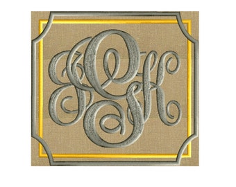 Tailored Font Frame Monogram Design -Font not included - EMBROIDERY DESIGN FILE - Instant download - Hus Dst Exp Jef Pes formats