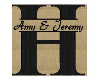 Split H Font Frame Embroidery Design - Font not included - EMBROIDERY DESIGN FILE - Instant download - Exp Vp3 Dst Hus Jef Pes formats