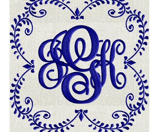 Dutch Delft Font Frame Monogram Design - Font not included - EMBROIDERY DESIGN FILE - Instant download - Hus Dst Exp Jef Pes Vp3 formats
