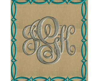 Fish Braid Font Frame Monogram Embroidery Design -Font not included- EMBROIDERY DESIGN FILE - Instant download - Dst Exp Jef Pes Vp3 formats