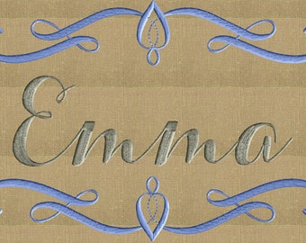 Williamsburg Font Frame Monogram Embroidery Design - Font not included - in 2 sizes - Instant download - Hus Dst Exp Vp3 Jef Pes formats