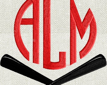 Baseball Bats Font Frame Monogram Design -Font not included - EMBROIDERY DESIGN FILE - Instant download - Hus Dst Exp Jef Pes formats
