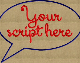 Bubble Cartoon text frame - Font not included - EMBROIDERY DESIGN FILE - Instant download - Dst Hus Jef Pes Hus Exp formats - 2 sizes