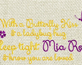 Butterfly kisses Font Frame Monogram Embroidery Design - Font not included - EMBROIDERY DESIGN FILE- Instant download - Pes Dst formats only