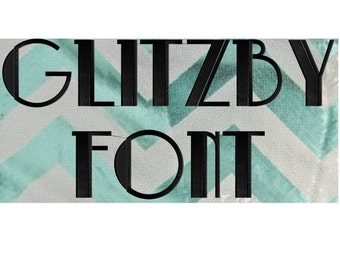 GLITZBY Monogram Font Embroidery design File - Retro Letters Numbers & Symbols -1.5" tall - Instant download Dst Hus Jef Pes Exp Vp3 format