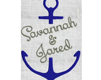 Anchor Font Frame Monogram Design -Font not included - EMBROIDERY DESIGN FILE - Instant download - Vp3 Hus Dst Exp Jef Pes formats