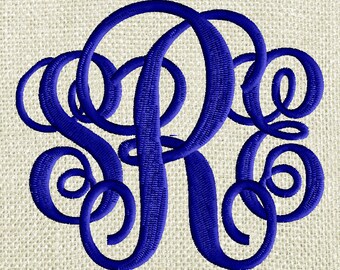 BUNDLE xLg 4 inch & 5 inch tall Scripty Monogram Font Embroidery Design File - 26 Letters - INSTANT DOWNLOAD - Dst Exp Vp3 Jef Pes format