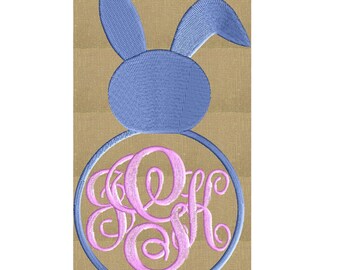 Bunny Rabbit Font Frame Monogram Design - Easter -Font not included- EMBROIDERY DESIGN FILE - Instant download - Hus Dst Exp Jef Pes formats
