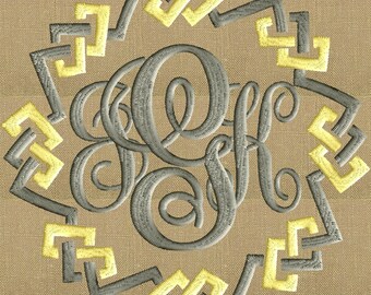Interlocking Circle Font Frame Monogram EMBROIDERY DESIGN FILE - Font not included - Instant download - Hus Vp3 Dst Exp Jef Pes formats