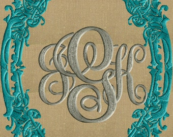 Baroque Scroll Font Frame Monogram Embroidery Design -Font not included- EMBROIDERY DESIGN FILE - Instant download - Dst Exp Jef Pes Vp3 Hus