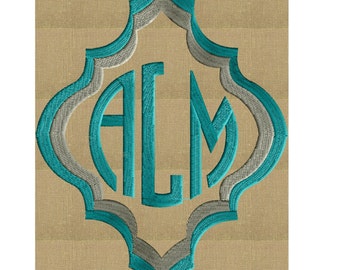 Moroccan Quatrefoil Font Frame Monogram Embroidery Design - Font not included - Instant download - Hus Dst Exp Vp3 Jef Pes formats