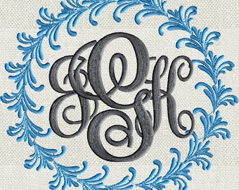 Feather Font Frame Monogram Embroidery Design - Font not included - LARGER FRAMES ONLY - Instant download - Dst Exp Vp3 Jef Pes
