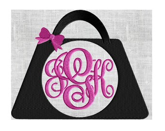 Purse Font Frame Monogram Design -Font not included EMBROIDERY DESIGN FILE Instant download - Hus Dst Exp Jef Pes formats 2 sizes handbag
