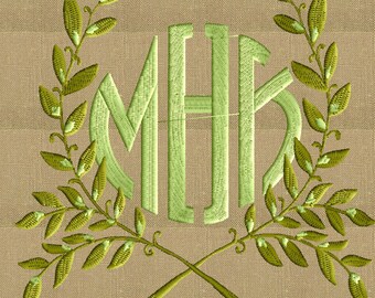 Leafy Laurel Frame Monogram -Font not included - EMBROIDERY DESIGN - Instant download 2 sizes Vp3 Hus Dst Exp Jef Pes file formats